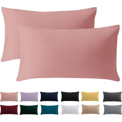 Lot de 2 taies d'oreiller, 40 x 60 cm, rose corail, 100 % microfibre, infroissable, avec fermeture éclair (1/5)