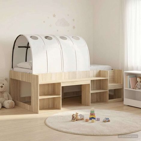 vidaXL Letto con Tunnel con lo scaffale 3 pz Rovere Sonoma e Bianco (1/5)