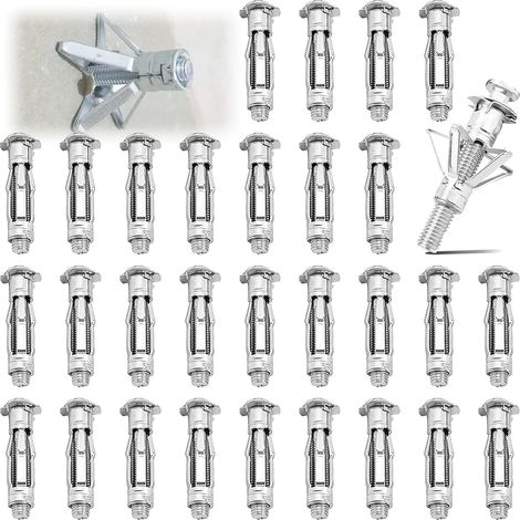 30 Pieces Metal Expansion M421 Hollow Brick Dowel, Galvanized Steel Expansion Screw, Metal Expansion Dowel, for Hollow Plaster Plates Hollow Walls (1/5)