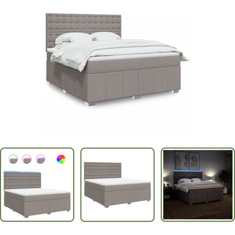vidaXL LED-Beleuchtung - Boxspringbett mit Matratze Taupe 180x200 cm Stoff (1/5)