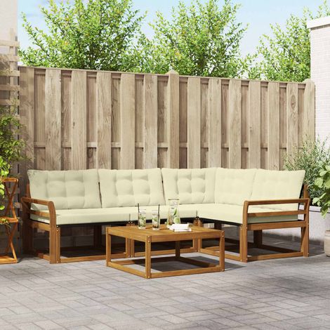 vidaXL Set di divani da esterno con cuscino 5 pcs Naturale e