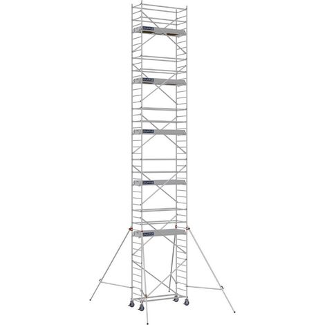 DUARIB - Échafaudage roulant aluminium Docker – Version lisses – Largeur 85 cm – Hauteur max 11,90 m – Longueur 2,05 / 2,54 / 2,95 m - Hauteur de plateau 10,9 m - L 2,05 x l 0,85 m