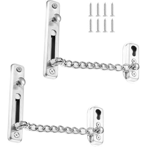 Serrure Antivol Chaîne De Porte 2 Pièces 304 Chaîne De Porte Intérieure Plus épais en Acier Verrou De Sécurité Coulissant à Chaîne Argentée Chaîne De Porte en Acier Inoxydable (1/5)