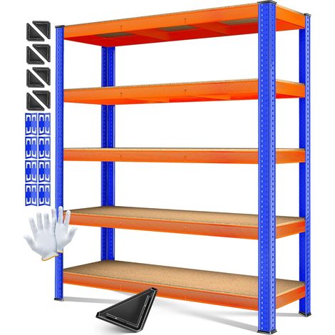 Étagère de rangement pour charges lourdes - 180 x 160 x 60 cm - Charge maximale : 1500 kg - 5 étagères réglables - Panneaux MDF en métal - Étagère enfichable - Étagère d'atelier - Structure en (1/5)