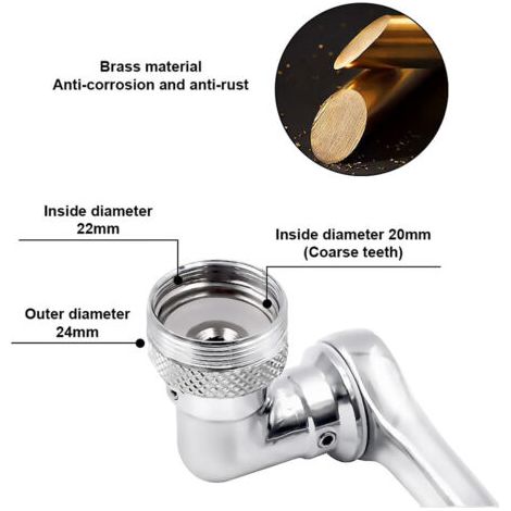 Robinet Extender 1080 Rotatif Anti-éclaboussures Filtre Robinet Pivotant Spray Forkitchen - Double mode, (1/4)
