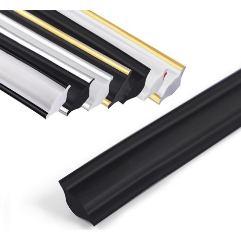 Moulure de plafond autocollante - 5 m - En PVC - Flexible et légère - Pour bords muraux, carreaux (noir moyen) (1/5)
