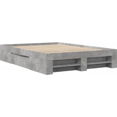 vidaXL Cadre de lit sans matelas gris béton 120x190 cm bois ingénierie (1/5)