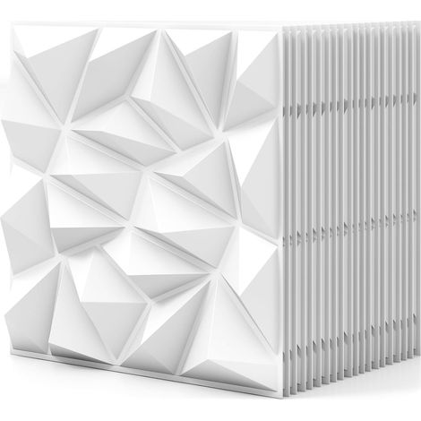 GOPLUS Lot de 20 Panneau Mural Decoratif 3D en PVC 50 x 50 CM, Revetement Mural en Diamant de 5 M² pour Peinture et Découpe DIY, Imperméable & Ininflammable, pour Salon, Chambre, Bureau (1/5)