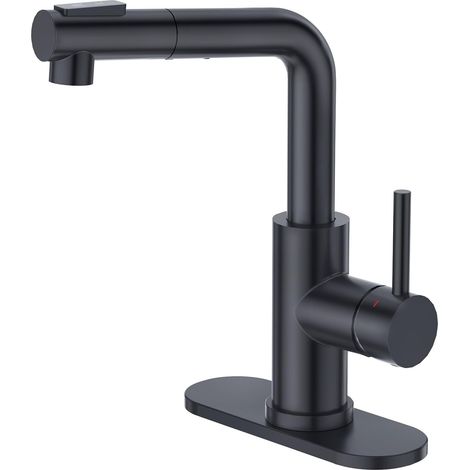 Robinet Cuisine avec Douchette Extractible, Robinet Évier avec 2 Modes de Jet, Robinet Pivotant à 120°, Mitigeur Monocommande Évier, Noir Mat (1/5)