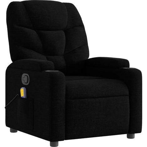 Poltrona relax TV funzione massaggio reclinabile 6 punti massaggio in tessuto nero DEC027045