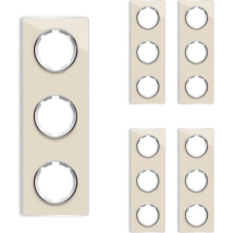 Plaque de finition OneKeyElectro Garda – 3 postes vertical – Verre haute qualité – Finition élégante – Lot de 5 – Compatible avec mécanismes OneKeyElectro – Warm-On