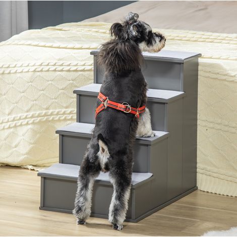 Scala per animali a 4 gradini con tappeti antiscivolo, per letto, divano o auto, grigio (1/5)