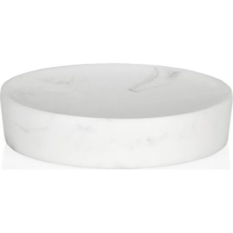 Porte Savon Rond Résine Effet Marbre Blanc (1/2)