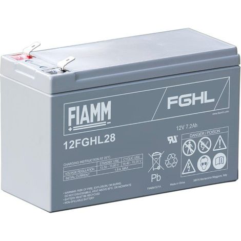 Batteria al piombo ermetica 12V 7,2Ah con faston 6,35mm - Fiamm 12FGHL28