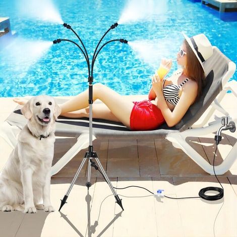 Outdoor Stand Sprayer, 8m Stand Sprayer Cooling System with Upgraded Height Adjustable Riser Pipe, Portable Spray System for Garden Watering, Pet Cooling (1/5)