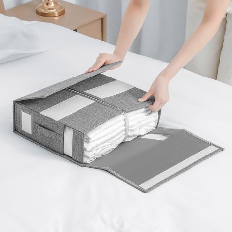 2pcs Sacs de Rangement Vêtement - Gris - 32x38x11.5cm - Pliable - Fenêtre transparente (1/5)
