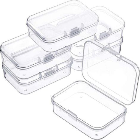 Caja de almacenamiento de plástico transparente para guardar diversos objetos pequeños, paquete de 6 (6,5 x 4,5 x 2 cm) (1/4)