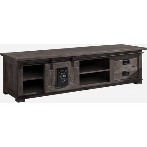 Meuble TV 180x55 Manguier laqué Gris RAILWAY 245