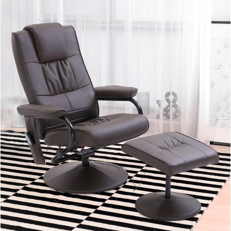 MEUBLIV Massage-Relaxsessel drehbar 360° mit Fußstütze, braun, Kunstleder (1/5)