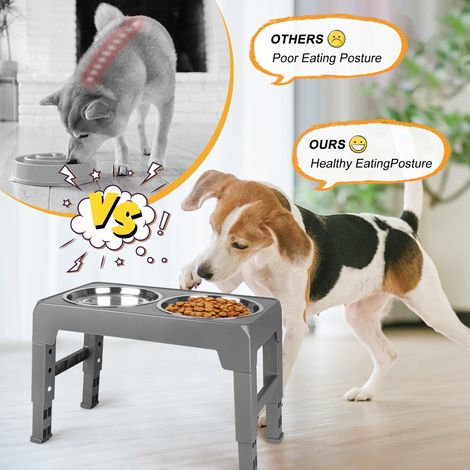 Hundenäpfe Faltbarer,mit 4 Höhenverstellbarer,für Große Mittelgroße Kleine Hunde & Haustiere zu Katzen-grau (1/5)
