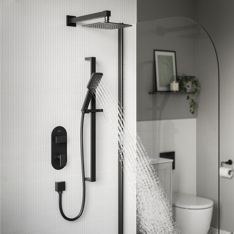 Bristan Tangram Dual Concealed Mixer Shower with Shower Kit and Fixed Head - Black (1/5)