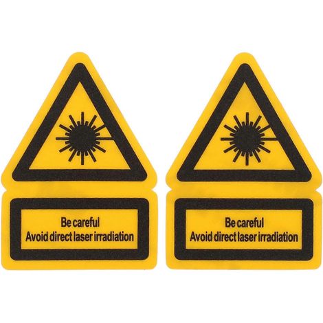 Lot de 2 autocollants d'avertissement laser « Attention » pour la sécurité en usine.-5.20X3.70X0.10CM-Yellow (1/4)