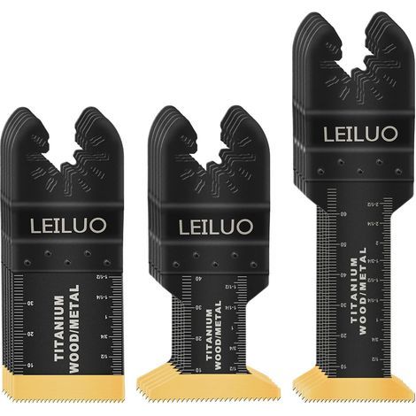 15 - Lame d'outil oscillant - Lame multi-outils - Revêtement titane pour bois et clous - Compatible Dewalt Makita Ryobi - Sac de rangement - Argent - 35x45mm (1/5)