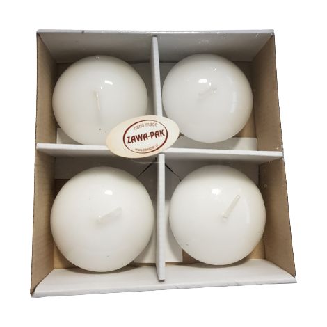 Bougie flottante, lot de 4, vernis transparent blanc, 70/40 mm