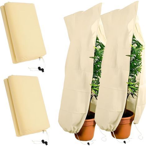 2 Pièces Housse Hivernage Plante, 120x180 cm Housses de Protection Contre Le Gel, 70g/m Voile Hivernage Plante Exterieur avec Fermeture éclair et Cordon, Toile Hivernage Plante Réutilisable (1/5)
