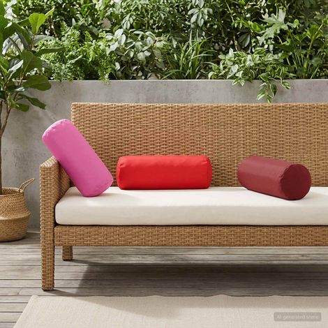 Housse de coussin 6 pcs HEERLEN Bordeaux Ø 15 x 40 cm Polyester (1/5)