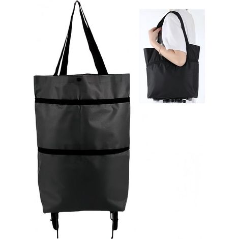 1 borsa della spesa carrello con ruote carrello della spesa 2 in 1, carrello della spesa pieghevole portatile impermeabile pieghevole a spinta manuale (1/5)