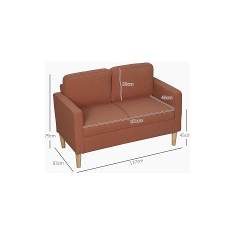 Canapé 2 places compact en velours côtelé rose avec rangement et pieds en bois, 117 x 63 x 79 cm (1/5)