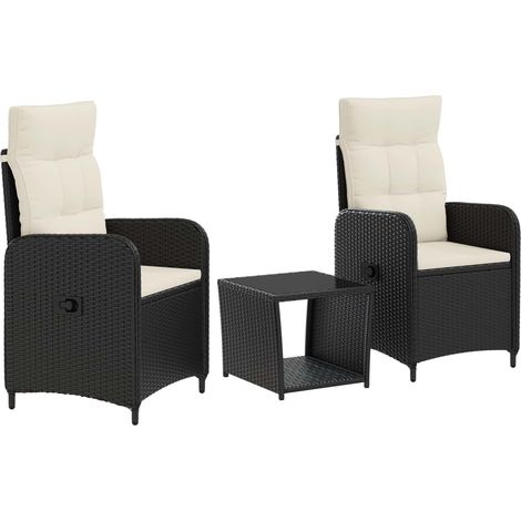 Garden Lounge Set 3 pcs Black and Cream White vidaXL (1/5)