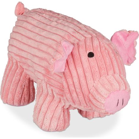 Relaxdays Türstopper Schwein, für Boden, stehend, origineller Türsack, Plüsch Figur mit Sandfüllung, 15 cm hoch, rosa