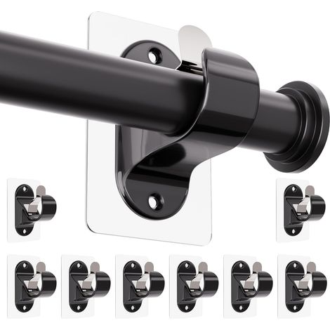 8 Pièces Support De Tringle à Rideaux Sans Percage, Adhésif Fort Pour Salle De Bain, Cuisine, Salon
