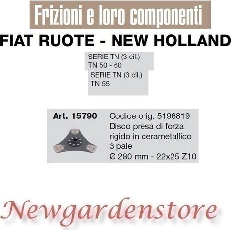 Disco frizione presa forza trattore serie TN 50 60 FIAT NEW HOLLAND 15790 280mm