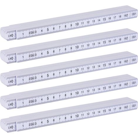 Mini Folding Ruler 2M 5 Pieces Plastic Folding Ruler, Double-Sided Folding Ruler, Portable Folding Ruler, for Carpenters, Construction Sites, DIY Projects (1/5)