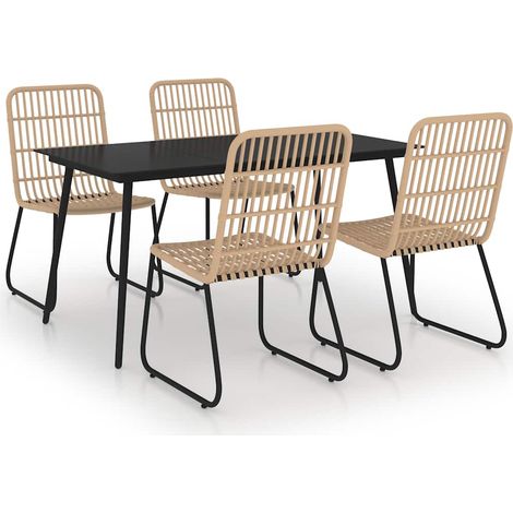Maison Exclusive - Set da Pranzo da Giardino 5 pz in Polyrattan e Vetro (1/5)