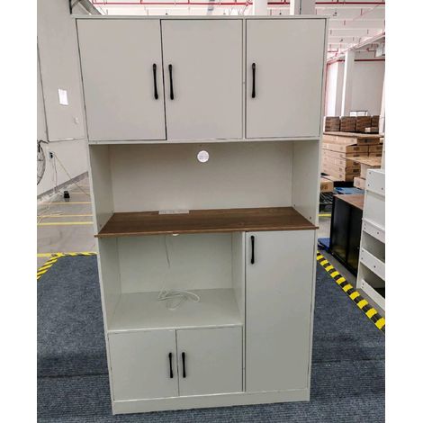 Buffet de Cuisine 100 x 40 x 180 cm avec Prise Électrique, Support Micro-ondes, Station de Bar à Café pour Cuisine, Salle à Manger, Salon