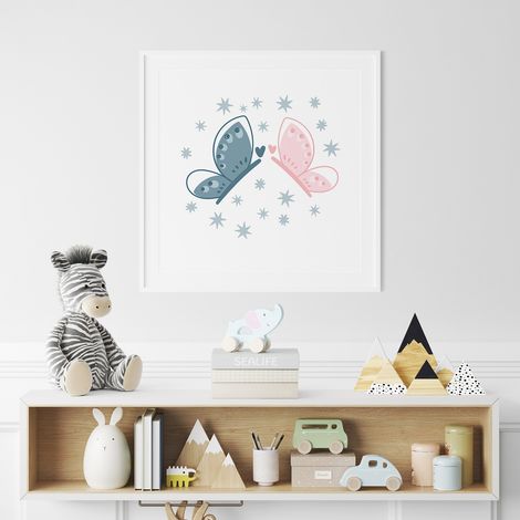 Poster / Affiche carrée Enfants - Papillons - 50x50 cm (1/3)