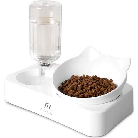 Cat Bowl, Tilting to 15°, Anti-Vomiting Bowl, for Pets 2-in-1 Automatic Water Storage, Available for Cats and Puppies (1/5)