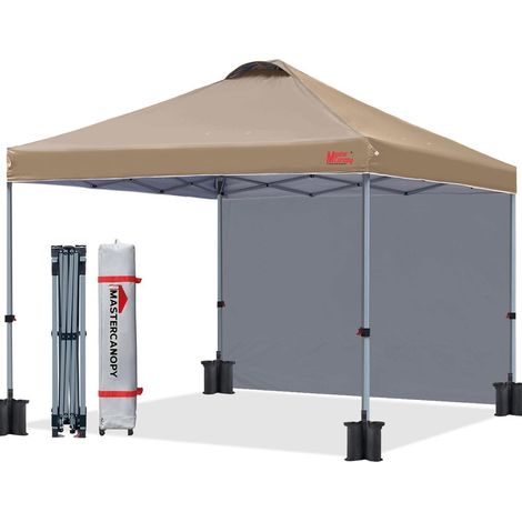 Faltpavillon Popup Entlüftung Seitenwand Garten Events 2.5x2.5M Khaki (1/5)