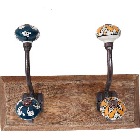 Signes Grimalt Perchero Adorno Pared  Percha Pomos Dobles Percheros Marrón 10x26x19cm 30549