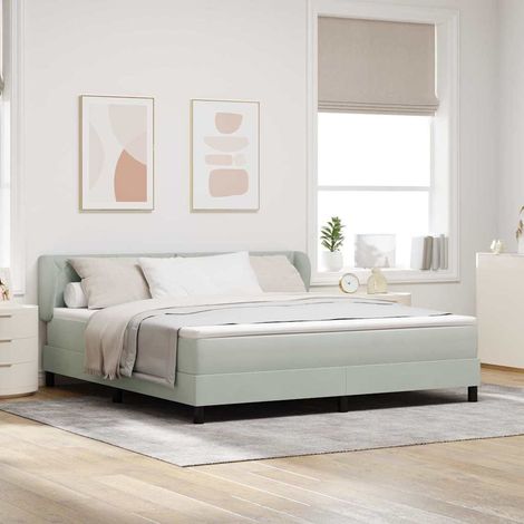 Cama tipo Box Spring Gris claro 180 x 200 cm Terciopelo (1/5)