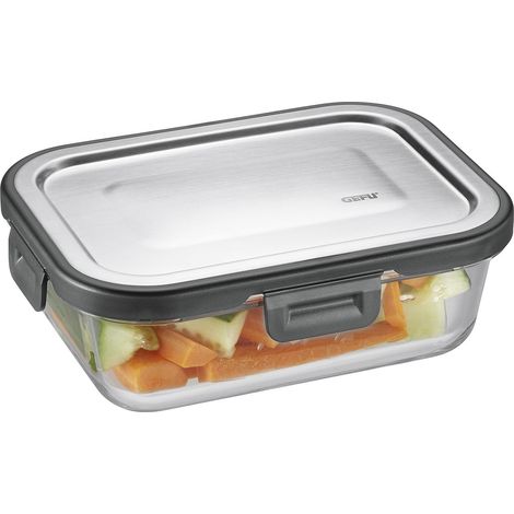 Gefu Frischhaltedose Milo, rechteckig, Lunchbox, Borosilikatglas, Edelstahl, 600 ml, 12752 (1/5)