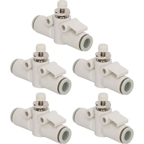 Lot de 5 vannes de régulation de débit d'air en PVC, raccords pneumatiques à changement rapide pour conduits d'air. (1/5)