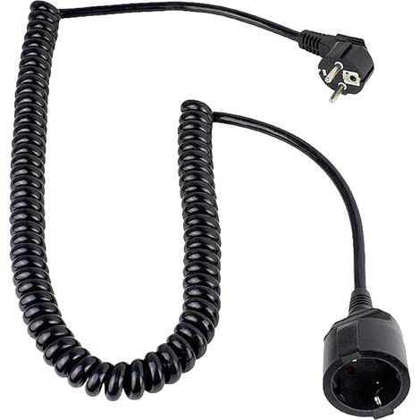 AS Schwabe 70425 Strom Verlängerungskabel   Schwarz 4 m H05VV-F 3G 1,5 mm² Spiralkabel