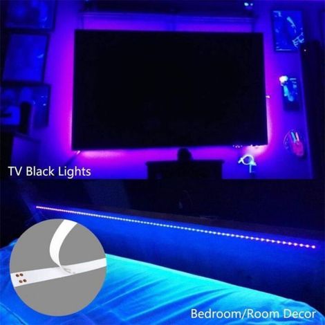 Bande lumineuse UV LED - - 2 m - 120 LED - 390-400 nm - Étanche IP65 - USB 5V - Découpable - Adhésif inclus (1/4)