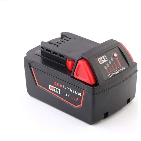 M18 18 V 5.0Ah Batterie de Rechange Lithium-ION pour M18 M18B 18V Batterie Compatible avec M18B 48-11-1820 48-11-1850 48-11-1828 Rouge (1/5)