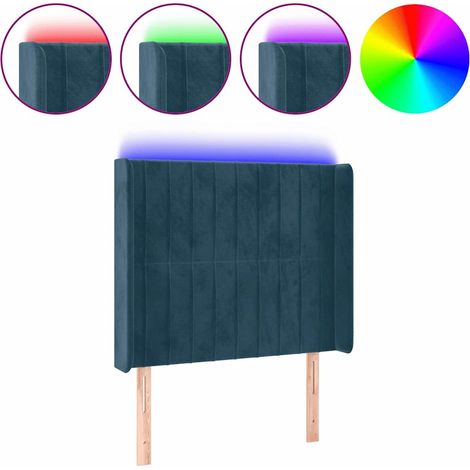 Testiera Testata del letto a LED Blu Scuro 83x16x118/128 cm in Velluto (1/5)